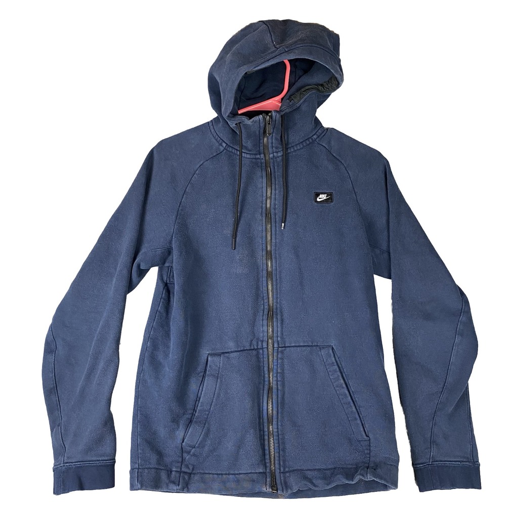 Nike Sportswear Full Zip Hoodie Modern Blue Pockets Mens S 835858 FLAW READ